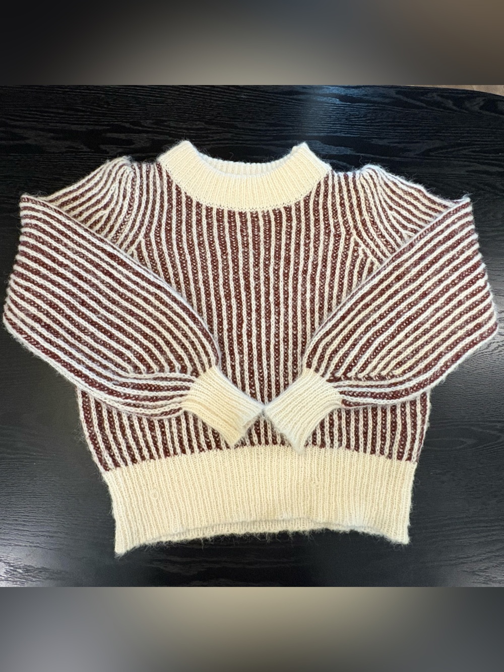 Cozy Striped Cream and Red Women's Sweater